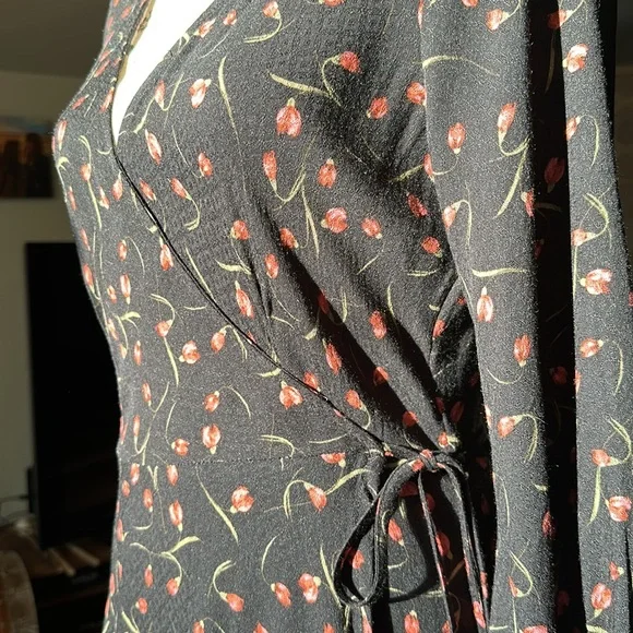 Love Stitch Dresses Black Flower Print Wrap Dress Poshmark